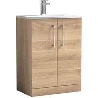 nuie Arno 600mm Floor Standing 2-Door Vanity & Basin 4 - Bleached Oak