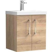 nuie Arno 500mm Wall Hung 2-Door Vanity & Basin 3 - Bleached Oak