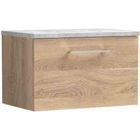 nuie Arno 600mm Wall Hung 1-Drawer Vanity & Laminate Worktop, Bleached Oak