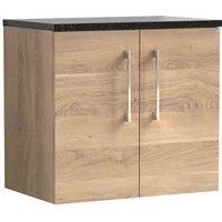 nuie Arno 600mm Wall Hung 2-Door Vanity & Laminate Worktop Bleached Oak