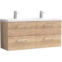 nuie Arno 1200mm Wall Hung 4-Drawer Vanity & Double Basin - Bleached Oak