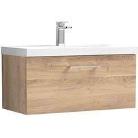 nuie Arno 800mm Wall Hung 1-Drawer Vanity & Basin 1 - Bleached Oak