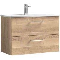 nuie Arno 800mm Wall Hung 2-Drawer Vanity & Basin 4 - Bleached Oak
