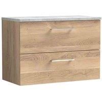 nuie Arno 800mm Wall Hung 2-Drawer Vanity & Laminate Worktop Bleached Oak
