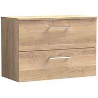 nuie Arno 800mm Wall Hung 2-Drawer Vanity & Worktop Bleached Oak