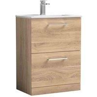 nuie Arno 600mm Floor Standing 2-Drawer Vanity & Basin 2 - Bleached Oak
