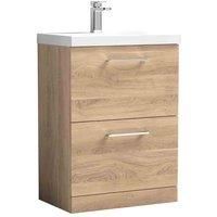 nuie Arno 600mm Floor Standing 2-Drawer Vanity & Basin 3 - Bleached Oak