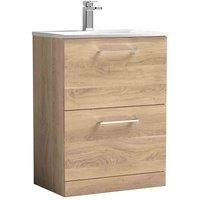 nuie Arno 600mm Floor Standing 2-Drawer Vanity & Basin 4 - Bleached Oak