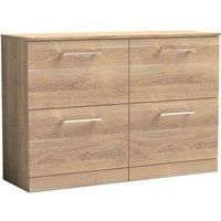 nuie Arno 1200mm Floor Standing 4-Drawer Vanity & Worktop - Bleached Oak, Brown