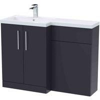 Nuie Arno 1100mm Vanity Sink Combination Unit & 1 Piece Top Soft Black Bathroom
