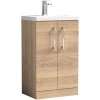 nuie Arno 500mm Floor Standing 2-Door Vanity & Polymarble Basin - Bleached Oak