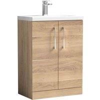 nuie Arno 600mm Floor Standing 2-Door Vanity & Ceramic Basin - Bleached Oak