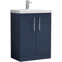 Nuie Arno Mignight Blue Freestanding 2 Door Vanity Unit & Basin - 840 x 610mm