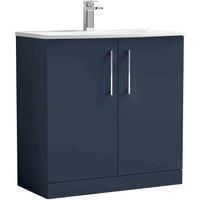 nuie Arno 800mm Floor Standing 2-Door Vanity & Basin 4 - Midnight Blue, Blue