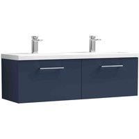nuie Arno 1200mm Wall Hung 2-Drawer Vanity & Double Basin - Midnight Blue, Blue