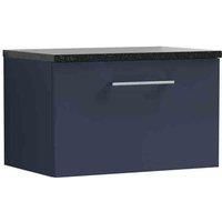 nuie Arno 600mm Wall Hung 1-Drawer Vanity & Laminate Worktop - Midnight Blue, Blue