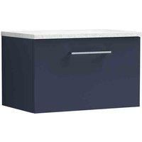 nuie Arno 600mm Wall Hung 1-Drawer Vanity & Laminate Worktop - Midnight Blue