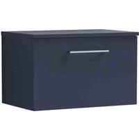 nuie Arno 600mm Wall Hung 1-Drawer Vanity & Worktop - Midnight Blue, Blue