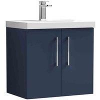 Nuie Midnight Blue Wall Hung 2 Door Vanity Unit & Basin - 579 x 610mm