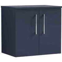 nuie Arno 600mm Wall Hung 2-Door Vanity & Worktop - Midnight Blue, Blue