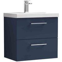 nuie Arno 600mm Wall Hung 2-Drawer Vanity & Basin 3 - Midnight Blue, Blue