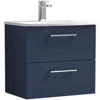 nuie Arno 600mm Wall Hung 2-Drawer Vanity & Basin 4 - Midnight Blue