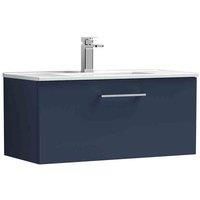 nuie Arno 800mm Wall Hung 1-Drawer Vanity & Basin 2 - Midnight Blue