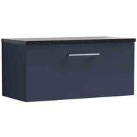 nuie Arno 800mm Wall Hung 1-Drawer Vanity & Laminate Worktop - Midnight Blue