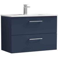 nuie Arno 800mm Wall Hung 2-Drawer Vanity & Basin 2 - Midnight Blue, Blue