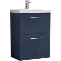 Nuie Arno Midnight Blue 2 Drawer Vanity Unit & Basin - 840 x 610mm