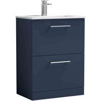 nuie Arno 600mm Floor Standing 2-Drawer Vanity & Basin 2 - Midnight Blue, Blue