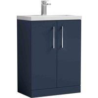 nuie 600mm Floor Standing 2-Door Vanity & Ceramic Basin - Midnight Blue