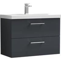 Wall Hung 1 Drawer Vanity Unit with Mid-Edge Ceramic Basin - Choose Size/Colour