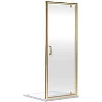 Nuie Rene Brushed Brass Pivot Shower Enclosure Door 6mm Toughened Glass Bathroom