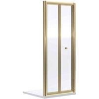 ETAL Framed Rectangular Bi-Fold Shower Door Brushed Brass 690mm x 1900mm (236RW)