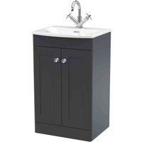 nuie 500mm Floor Standing 2-Door Unit & Curved Basin - Soft Black