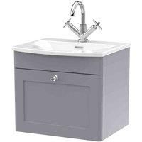 nuie 500mm Wall Hung 1-Drawer Unit & Curved Basin - Satin Grey