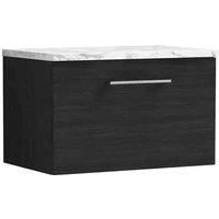 nuie Arno 600mm Wall Hung 1-Drawer Vanity & Laminate Worktop - Charcoal Black, Black