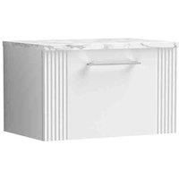 nuie Deco 600 Wall Hung Single Drawer Vanity & Laminate Worktop - Satin White, White