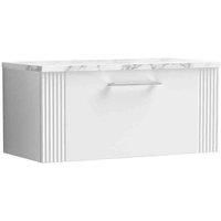nuie Deco 800 Wall Hung Single Drawer Vanity & Laminate Worktop - Satin White