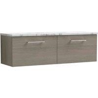 nuie Arno 1200mm Wall Hung 2-Drawer Vanity & Laminate Worktop, Solace Oak