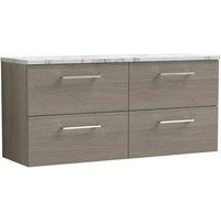 nuie Deco 1200mm Wall Hung 4-Drawer Vanity & Laminate Worktop, Solace Oak