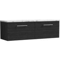 nuie Arno 1200mm Wall Hung 2-Drawer Vanity & Laminate Worktop, Charcoal Black, Black