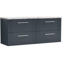 nuie Deco 1200 Wall Hung 4-Drawer Vanity & Laminate Worktop - Soft Black, Black