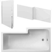 nuie 1800mm Left Hand Square Shower Bath Set