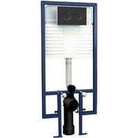 Nuie Wall Mounted Toilet Frame & Dual Flush 3/6L Cistern Black Square Button