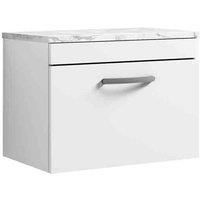 nuie Athena 600 Wall Hung Single Drawer Unit & Laminate Worktop - Gloss White, White