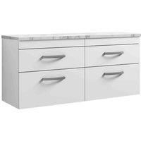 nuie Athena 1200 Wall Hung 4-Drawer Unit & Laminate Worktop - Gloss White, White