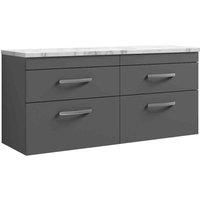 nuie Athena 1200 Wall Hung 4-Drawer Unit & Laminate Worktop - Gloss Grey, Grey