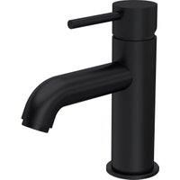 Contemporary Round Mono Basin Mixer Tap & Push Button Waste - Matt Black - Balte